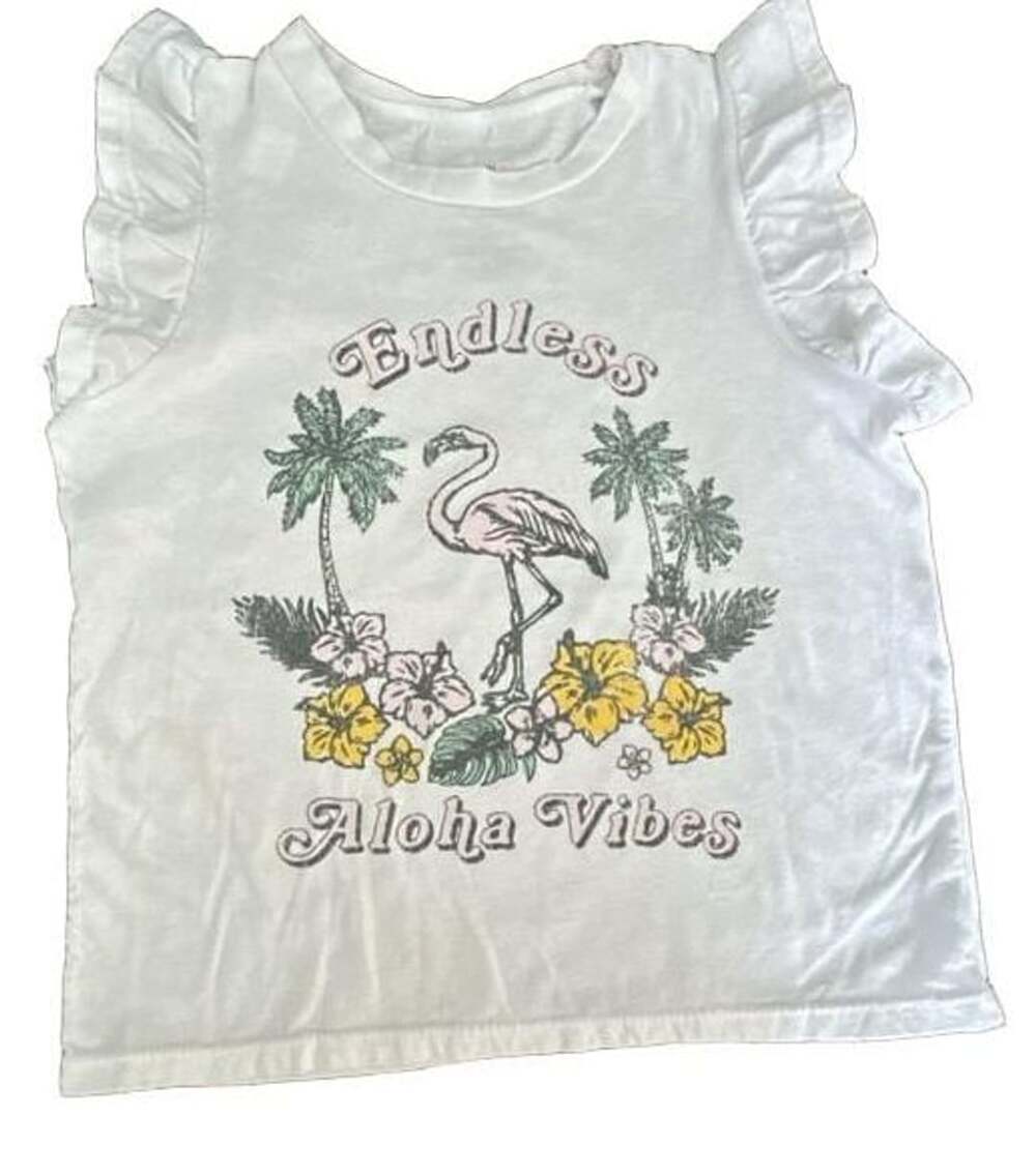 Grayson Mini Endless Aloha Vibes Flamingo Graphic Ruffle Flutter Sleeve T-Shirt